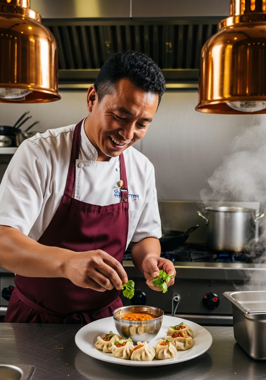 Chef preparing a traditional Tibetan dish